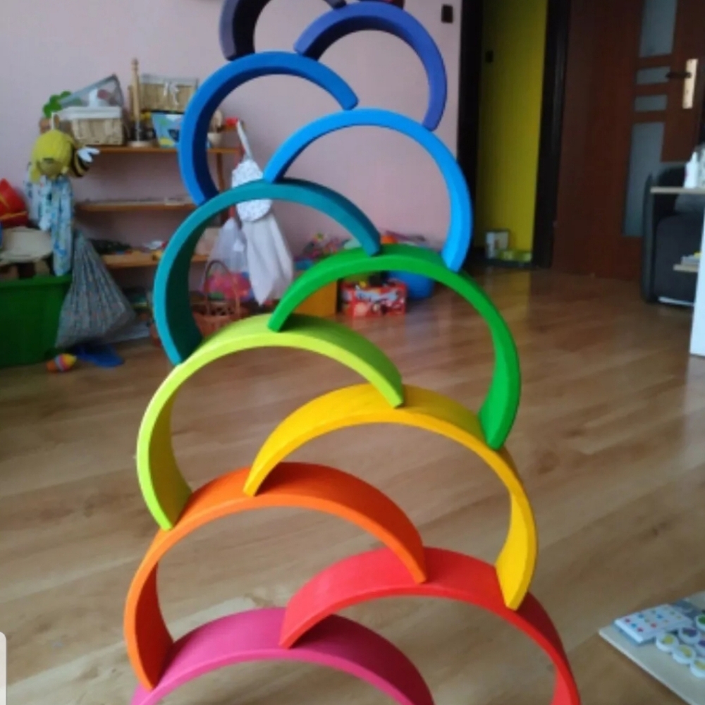 Wooden Rainbow stacking Montessori toy - Picture 7 of 12